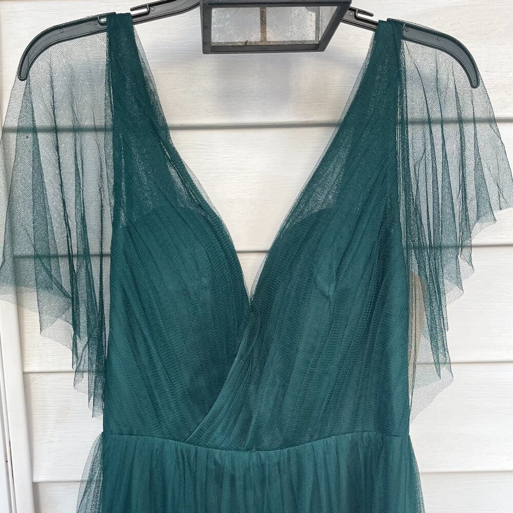 Forest Green Mesh Bridesmaids Dress